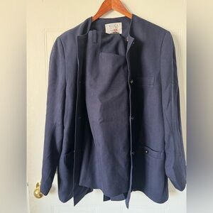 Vintage Avoca collection 100% wool set blazer skirt red Large